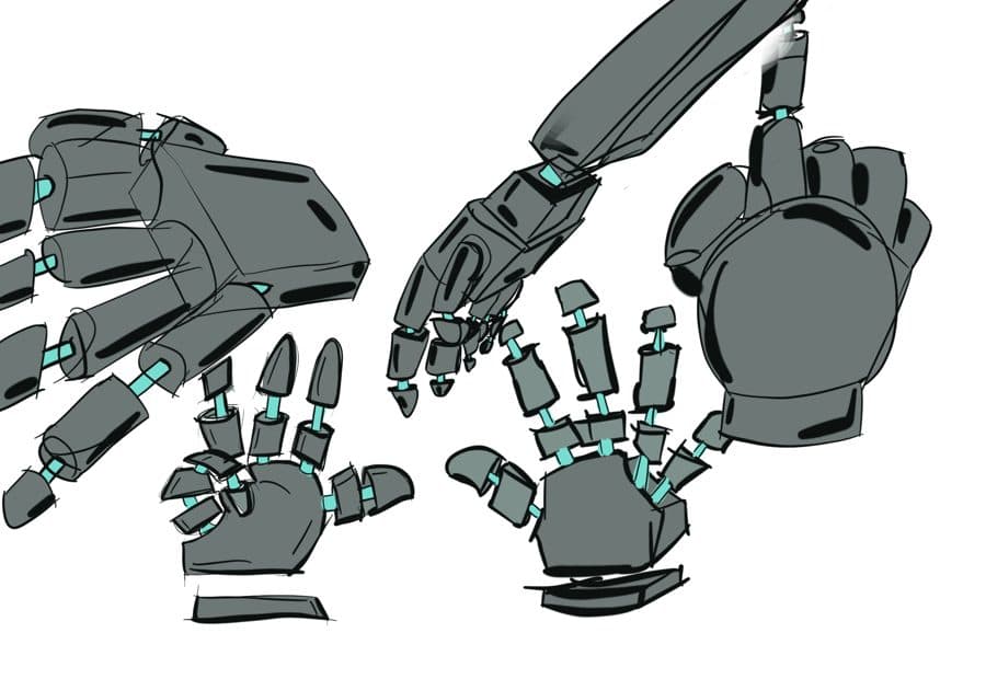 Mechanical hand studies with teal joints